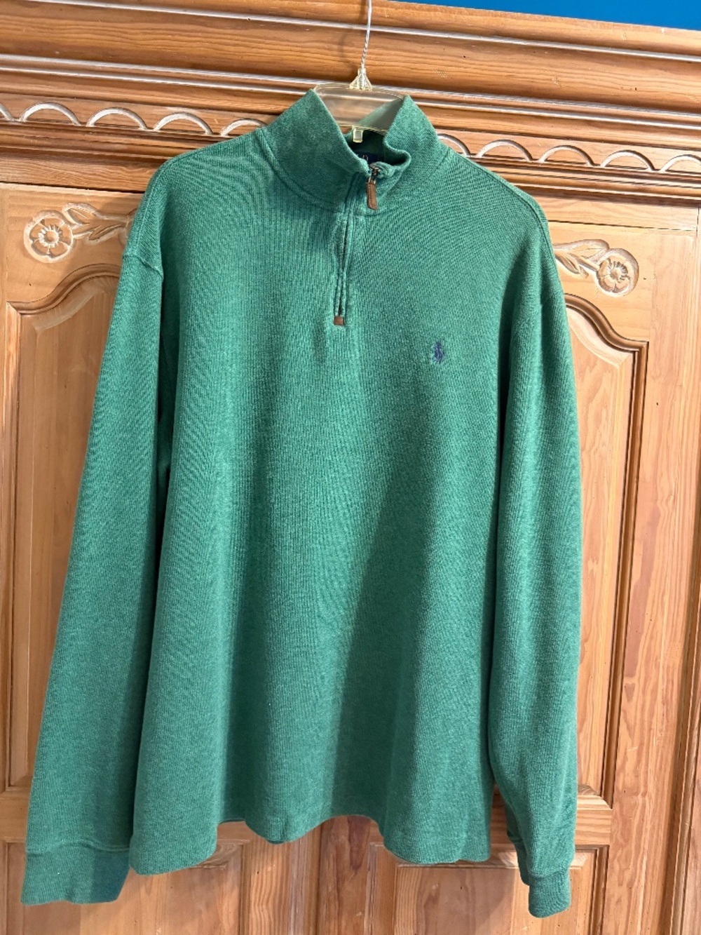 Polo Ralph Lauren 1/4 Zip Pullover Shirt Mens XL Green Embroidered Pony Preppy